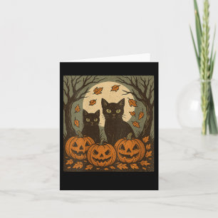 Vrouwen  Halloween Black Cats Pompoenen Spook Kaart
