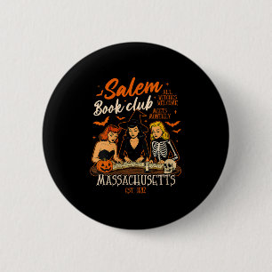 Vrouwen Halloween boek lezen heks Salem boek club Ronde Button 5,7 Cm