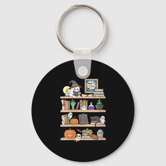 Vrouwen halloween boeken spook sleutelhanger (Voorkant)