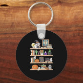 Vrouwen halloween boeken spook sleutelhanger (Voorkant)