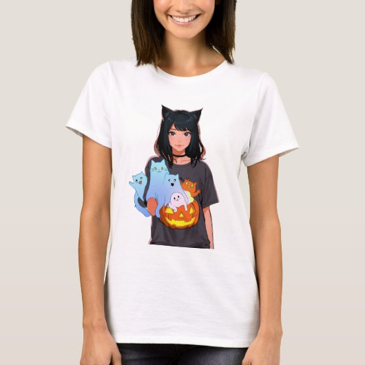 vrouwen Halloween ,Cat Shirt ,Schattige Cat Lovers (Voorkant)