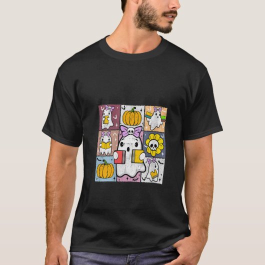 Vrouwen Halloween Coquette Ghost Reading Book Love T-shirt (Voorkant)