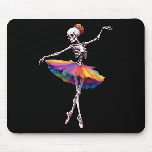 Vrouwen Halloween Dancing Skeleton Rainbow Balleri Muismat (Voorkant)