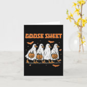 Vrouwen Halloween Herfst Goose Sheet Ghost Floral  Kaart (Gele Bloem)