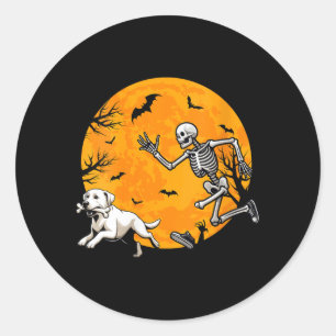 Vrouwen Halloween Hond Skelet Jacht Hond Ronde Sticker