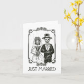 Vrouwen Halloween Skeletons Bruid en Bruidegom Jus Kaart (Gele Bloem)