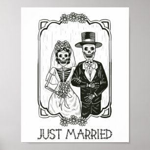 Vrouwen Halloween Skeletons Bruid en Bruidegom Jus Poster