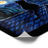 Vrouwen Halloween Sterrennacht Black Cat Comma La  Poster (Hoek)