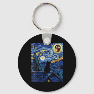 Vrouwen Halloween Sterrennacht Black Cat Comma La  Sleutelhanger