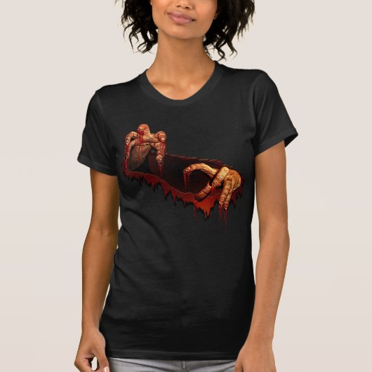 Vrouwen Halloween T-Shirt Horror Zombie Undead T-s (Voorkant)