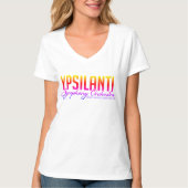 Vrouwen hals kleur logo op wit t-shirt (Voorkant)