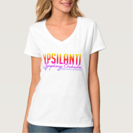 Vrouwen hals kleur logo op wit t-shirt