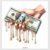 Vrouwen hand 100 dollar biljetten druppelen vloeib sticker (Vel)