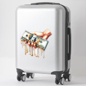 Vrouwen hand 100 dollar biljetten druppelen vloeib sticker (Koffer)