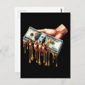 Vrouwen Hand 100 dollar Bill Liquid Gold Dripping Briefkaart (Voorkant / Achterkant)