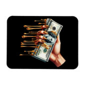 Vrouwen Hand 100 dollar Bill Liquid Gold Dripping Magneet (Horizontaal)