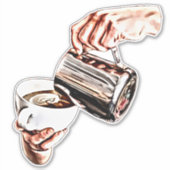 Vrouwen Hand Gieten Koffie Digitale Kunst Schilder Sticker (Voorkant)