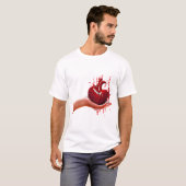 vrouwen hand houden bloederige hart gebroken Art T-shirt (Voorkant volledig)