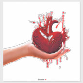 vrouwen hand houden bloederige Hart gothic Art Sticker (Vel)