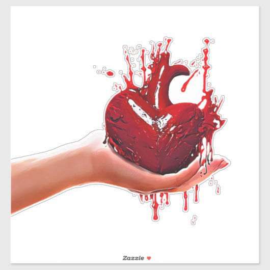 vrouwen hand houden bloederige Hart gothic Art Sticker (Vel)
