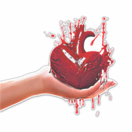vrouwen hand houden bloederige Hart gothic Art Sticker
