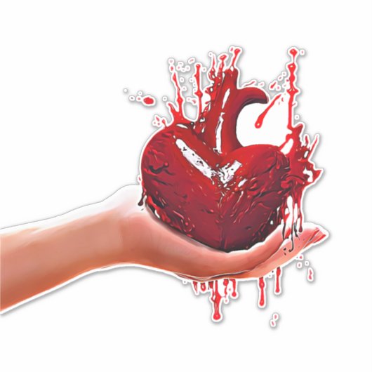 vrouwen hand houden bloederige Hart gothic Art Sticker (Voorkant)