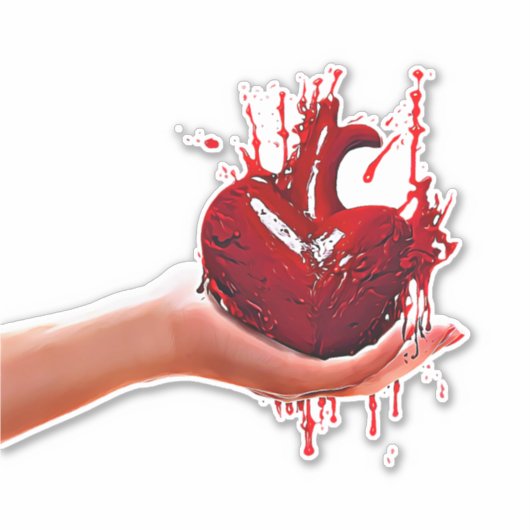 vrouwen hand houden bloederige Hart gothic Art Sticker (Voorkant)
