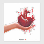 vrouwen hand houden bloederige Hart gothic Art Sticker (Vel)