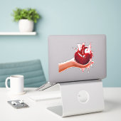 vrouwen hand houden bloederige Hart gothic Art Sticker (Laptop op bureau)