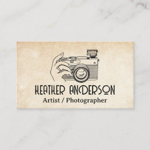 Vrouwen hand houden camera visitekaartje