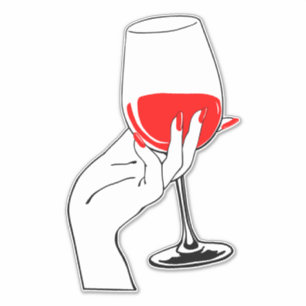 Vrouwen hand houden wijnglas kunst sticker