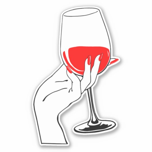 Vrouwen hand houden wijnglas kunst sticker (Voorkant)