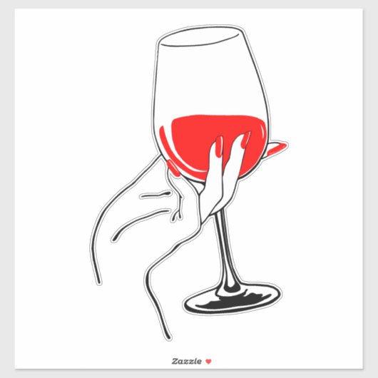 Vrouwen hand houden wijnglas kunst sticker (Vel)
