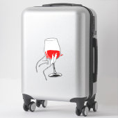 Vrouwen hand houden wijnglas kunst sticker (Koffer)