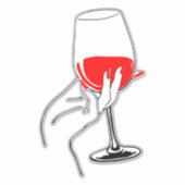 Vrouwen hand houden wijnglas kunst sticker (Voorkant)