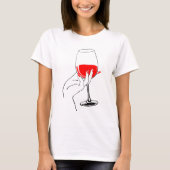Vrouwen hand houden wijnglas kunst t-shirt (Voorkant)