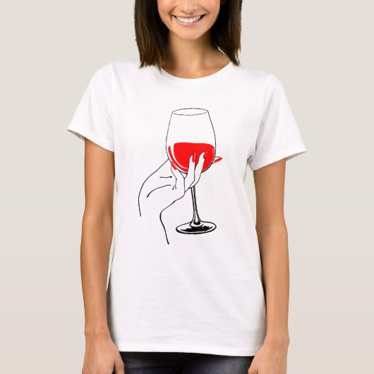 Vrouwen hand houden wijnglas kunst t-shirt (Voorkant)