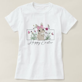 Vrouwen Happy Easter Bunny Floral T-shirt