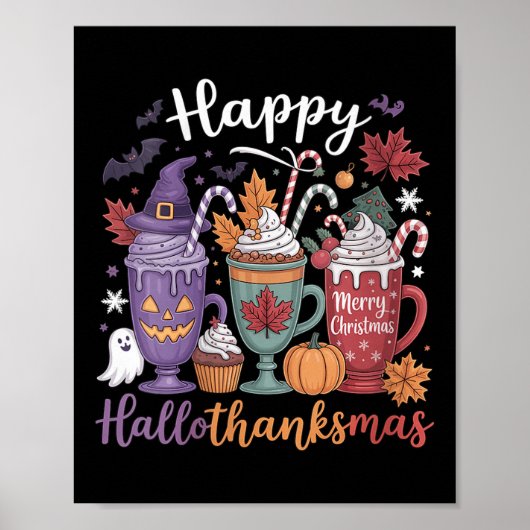 Vrouwen Happy Hallothanksams Koffie Lover Hallowee Poster (Voorkant)