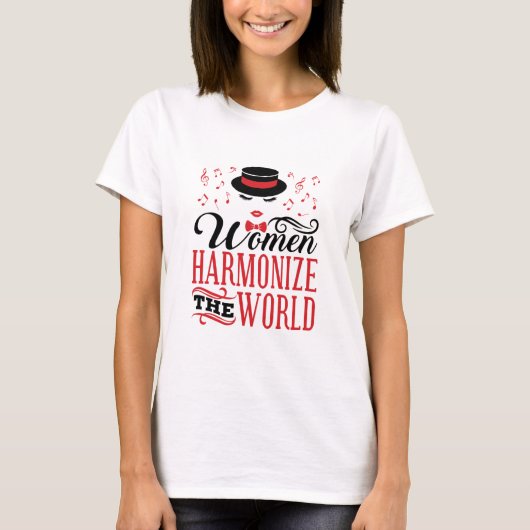 Vrouwen harmoniseren de World Barbershop Singing T-shirt (Voorkant)