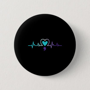 Vrouwen Hartslag Semicolon Zelfmoordpreventie Ment Ronde Button 5,7 Cm