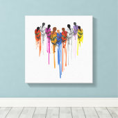 Vrouwen Hartvorm Waterverf Indiaans Canvas Afdruk (Insitu (Houten vloer))