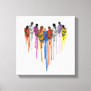 Vrouwen Hartvorm Waterverf Indiaans Canvas Afdruk