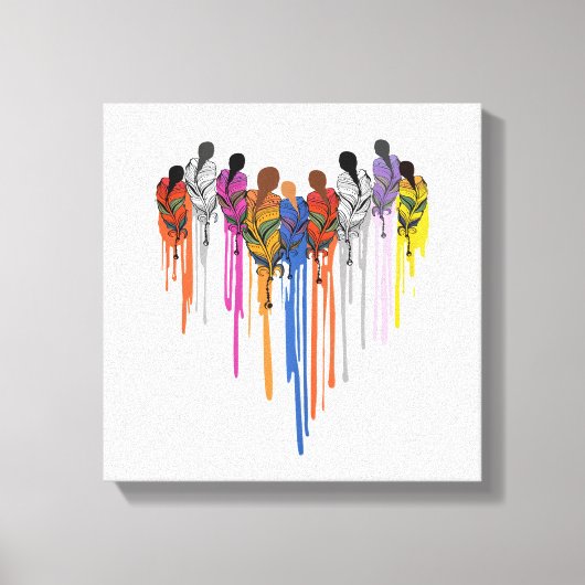 Vrouwen Hartvorm Waterverf Indiaans Canvas Afdruk (Voorkant)