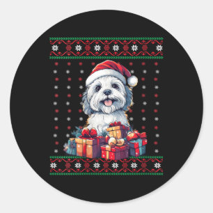 Vrouwen Havanezer Santa Hat Hondenliefhebber Xmas  Ronde Sticker