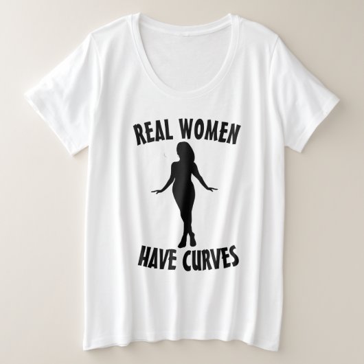 VROUWEN HEBBEN CURVES PLUS GROOTTE T-SHIRTS (Design voorkant)