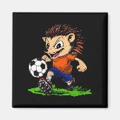Vrouwen Hedgehog Voetballer V-nek Magneet (Voorkant)