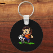 Vrouwen Hedgehog Voetballer V-nek Sleutelhanger (Voorkant)