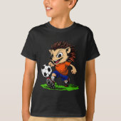 Vrouwen Hedgehog Voetballer V-nek T-shirt (Voorkant)
