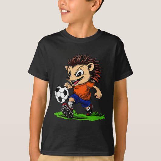 Vrouwen Hedgehog Voetballer V-nek T-shirt (Voorkant)